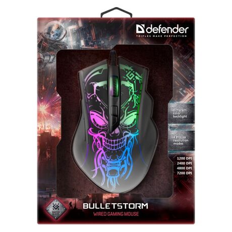 Gaming, optic, wired mouse  DEFENDER GM-928 BULLETSTORM 7200dpi 7P illuminate