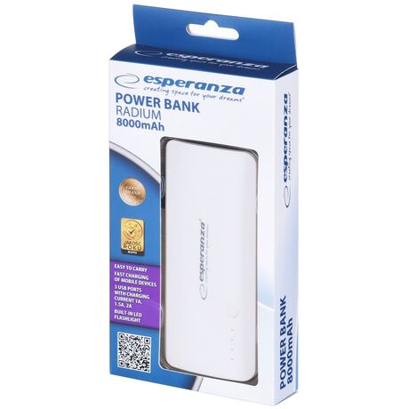 Esperanza EMP106WE Radium 8000 mAh Grey, White