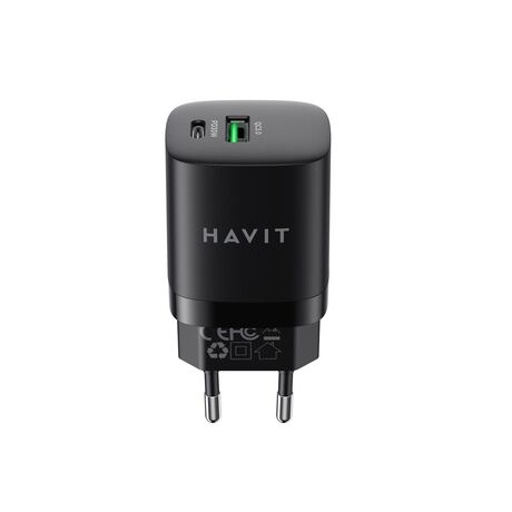 Havit UC30 EU - GaN two-port travel charger 33 W, black