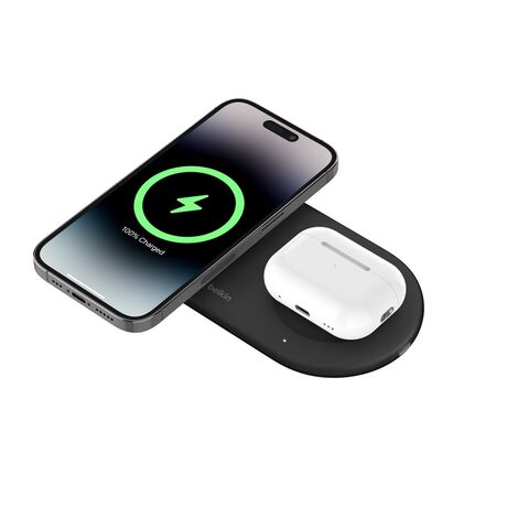 Belkin WIZ021VFBK - 2-in-1 wireless charging pad with Qi2 technology 15 W, black