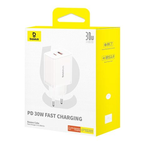 Baseus P10111404213-00 Cube USB-C / USB-A 30W mains charger White
