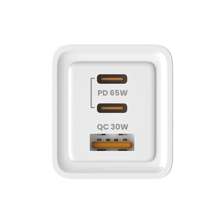 SAVIO LA-07 GaN 65W mains charger, USB, QC4.0+, PD 3.0, White