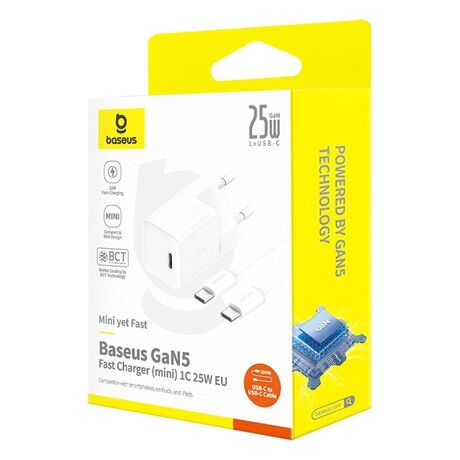Baseus P10110909213-01 USB-C GaN5 mini 25W mains charger White
