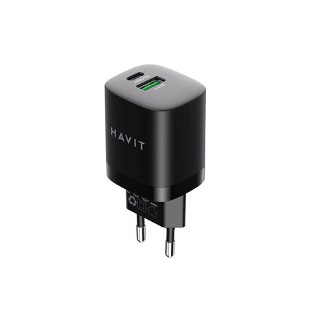 Havit UC30 EU - GaN two-port travel charger 33 W, black