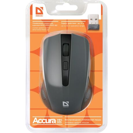 Defender MM-935 mouse Ambidextrous RF Wireless Optical 1600 DPI