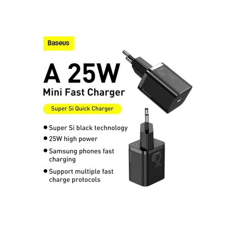 Baseus TZCCSUP-L01 mobile device charger Smartphone Black AC, USB Fast charging Indoor