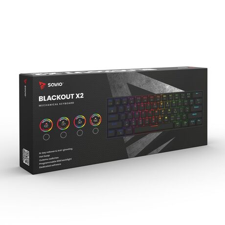 Savio BLACKOUT X2 RED keyboard Gaming USB QWERTY US International Black