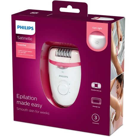 Philips Satinelle Essential BRE255/00 epilator Pink, White