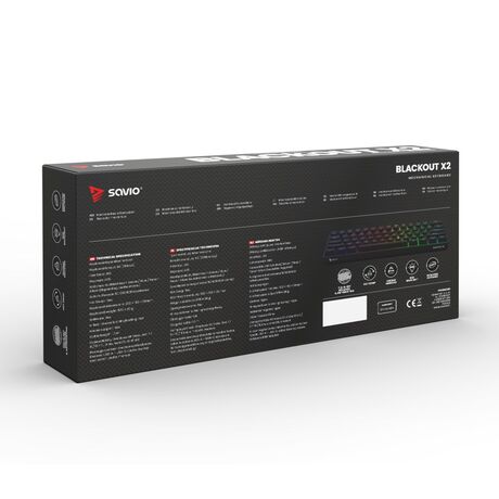 Savio BLACKOUT X2 RED keyboard Gaming USB QWERTY US International Black