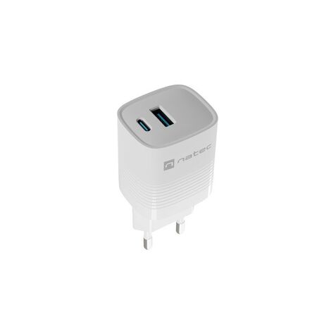 NATEC RIBERA GAN CHARGER 1X USB-A + 1X USB-C 30W WHITE