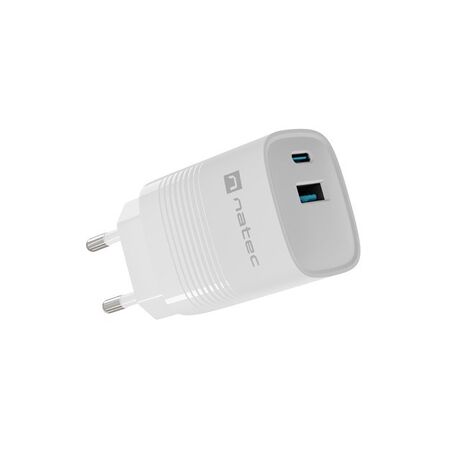 NATEC RIBERA GAN CHARGER 1X USB-A + 1X USB-C 30W WHITE