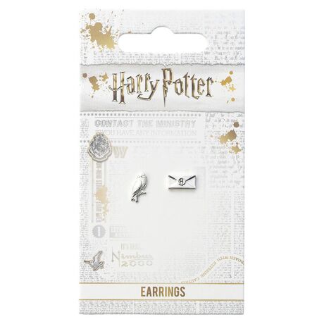 THE CARAT SHOP Harry Potter Hedwig and Letter silver plated stud earrings