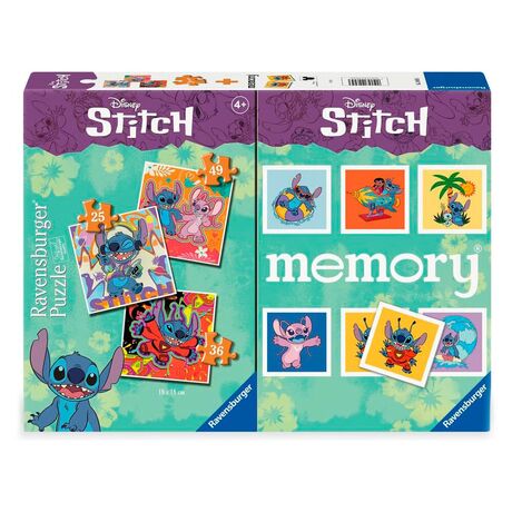 RAVENSBURGER Disney Stitch 3 puzzles + memory multipack