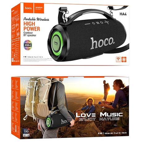 HOCO HA4 Surge Portable Speaker Blutooth/ FM/ TF card/ USB memory stick/ AUX 2 x 20 W Black