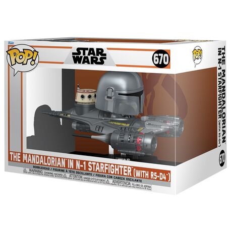 FUNKO POP figure Rider Deluxe Star Wars Mandalorian 9 the Mandalorian in N-1 Starfighter