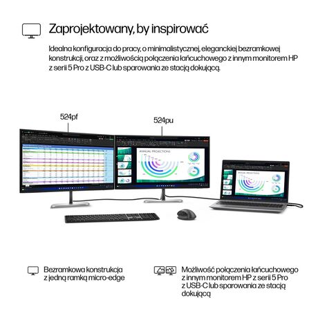 HP Series 5 Pro 23.8 inch FHD Monitor - 524pf PVC Free