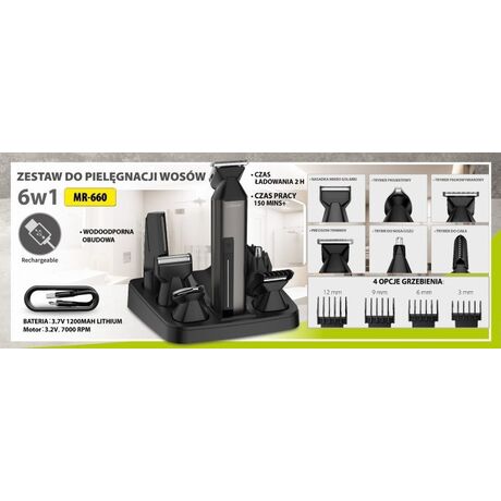 MAESTRO MR-660 6-in-1 USB hair clipper set