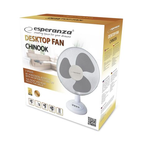 Esperanza EHF003WE, 12'' desk fan, White and Gray