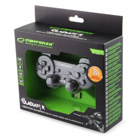 Esperanza EGG108K Gaming Controller Black USB 2.0 Gamepad Analogue / Digital PC, Playstation 3