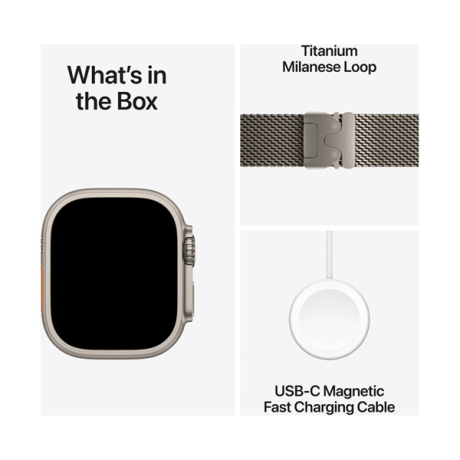Apple Watch Ultra 2 GPS + Cellular 49mm Natural Titanium Case with Natural Titanium Milanese Loop (L