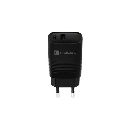 NATEC RIBERA GAN CHARGER 1X USB-A + 1X USB-C 30W BLACK