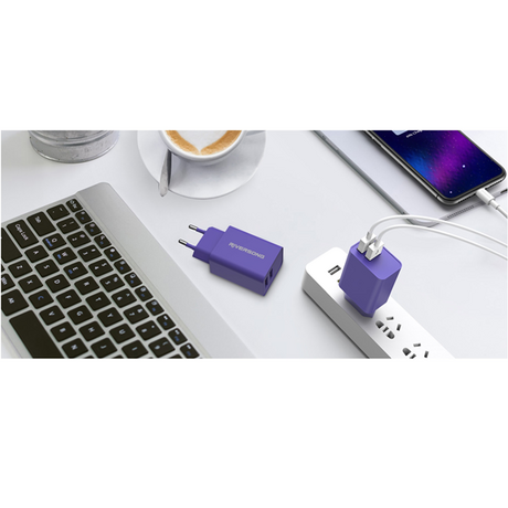 Riversong Travel Adapter SafeKub D2 2.4A Dual USB Purple