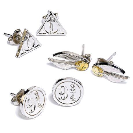 THE CARAT SHOP Harry Potter Deathly Hallows Golden Snitch Platform earrings set