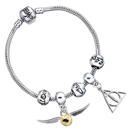 THE CARAT SHOP Harry Potter Deathly Hallows Snitch 3 Spellbeads silver charm bracelet
