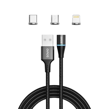 Savio CL-152 USB cable 1 m USB 2.0 USB C Micro USB A/Lightning Black