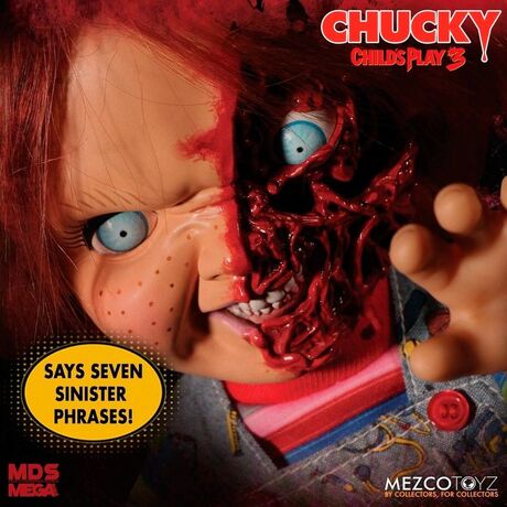 MEZCO TOYZ Chucky Childs Play 3 Chucky Pizza Face talking figure 38cm