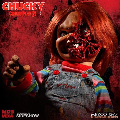 MEZCO TOYZ Chucky Childs Play 3 Chucky Pizza Face talking figure 38cm