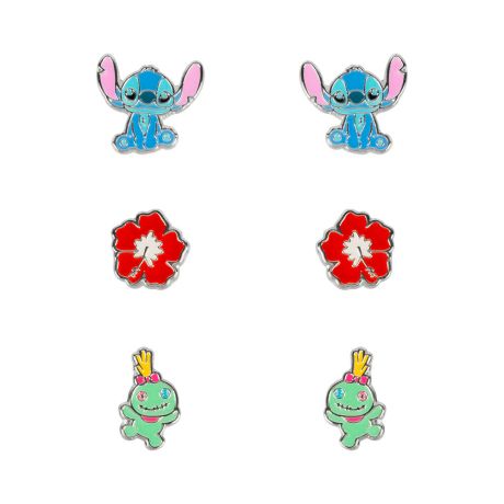 PEERS HARDY Disney Stitch Set 3 pairs of earrings silver