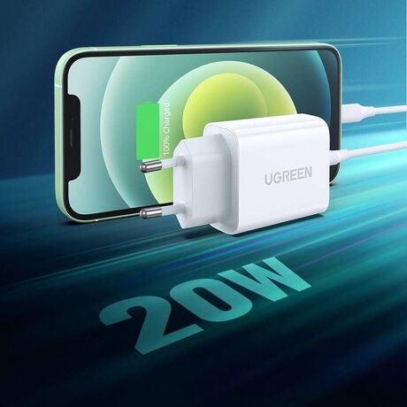Ugreen USB Power Delivery 3.0 Quick Charge 4.0+ 20W 3A mains charger (white)