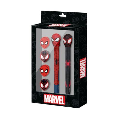 KARACTERMANIA Marvel Spiderman Pen + Pencil + 4 erasers pack