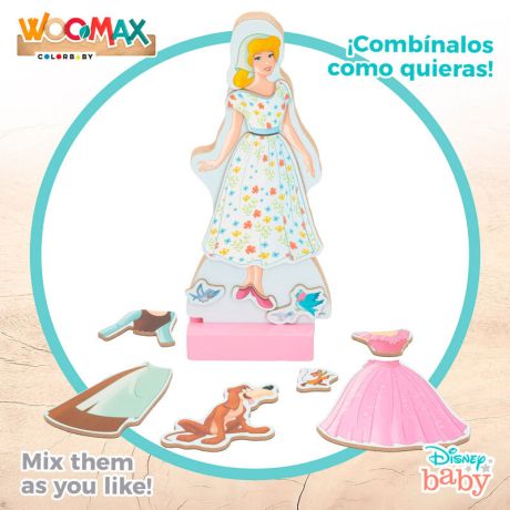 WOOMAX Disney Cinderella dresses wooden magnetic set