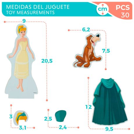WOOMAX Disney Cinderella dresses wooden magnetic set