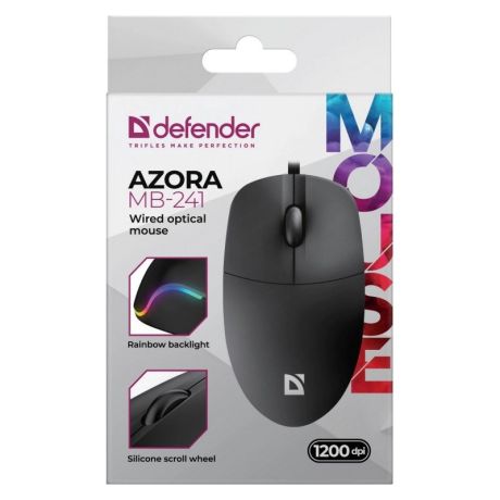 WIRED MOUSE DEFENDER AZORA MB-241 RF BLACK 1200dpi 3P