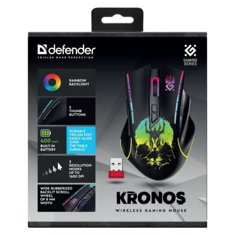WIRELESS MOUSE DEFENDER KRONOS GM-695 RF 1600DPI 7P