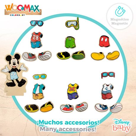 WOOMAX Disney Minnie dresses wooden magnetic set