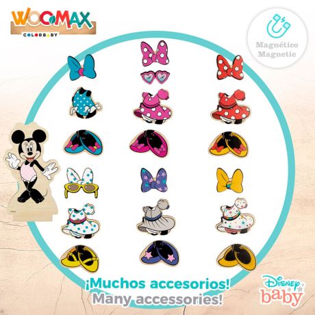 WOOMAX Disney Minnie dresses wooden magnetic set