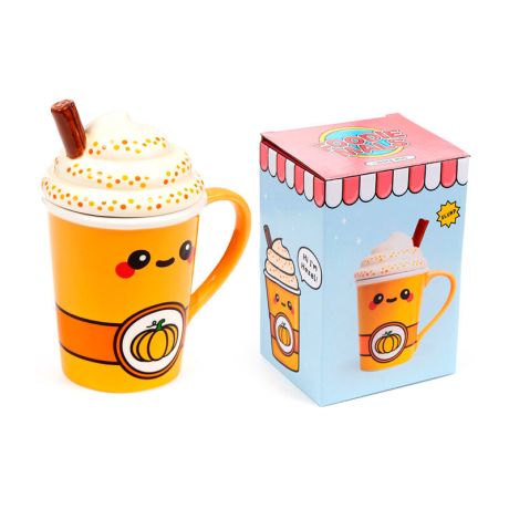 PUCKATOR Foodiemals Latte pumpkin mug with lid 325ml PUCKATOR Foodiemals Latte pumpkin mug with lid 325ml