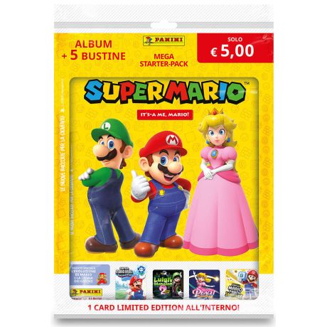 PANINI Stickers Super Mario Starter Set 5 Buste + 1 Limited PANINI Stickers Super Mario Starter Set 5 Buste + 1 Limited