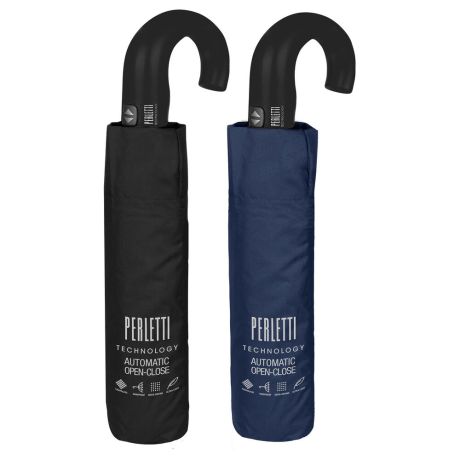 PERLETTI Automatic folding dark colors umbrella assorted 65cm