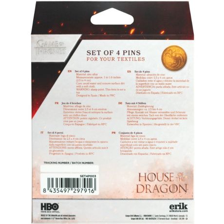 ERIK Game of Thrones House of the Dragon 4 pin set