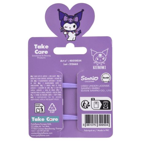 TAKE CARE Hello Kitty Kuromi pack 2 hair clips