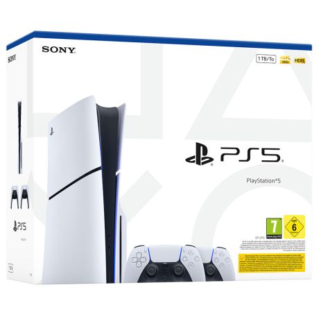 PlayStation 5 E Chassis Slim + 2 DualSense White
