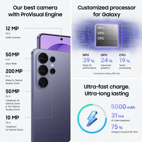 Samsung Galaxy S26 Ultra Smartphone 512GB Cobalt Violet