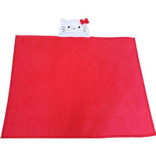 Coperta in Pile con Cappuccio Hello Kitty Fiocco Rosso