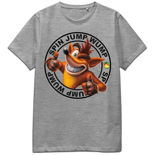 T-Shirt Crash Bandicoot Spin Jump Wump Grey XXL NDCB002-2XL