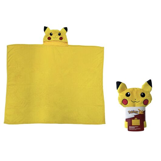 Coperta in Pile con Cappuccio Pokemon Pikachu